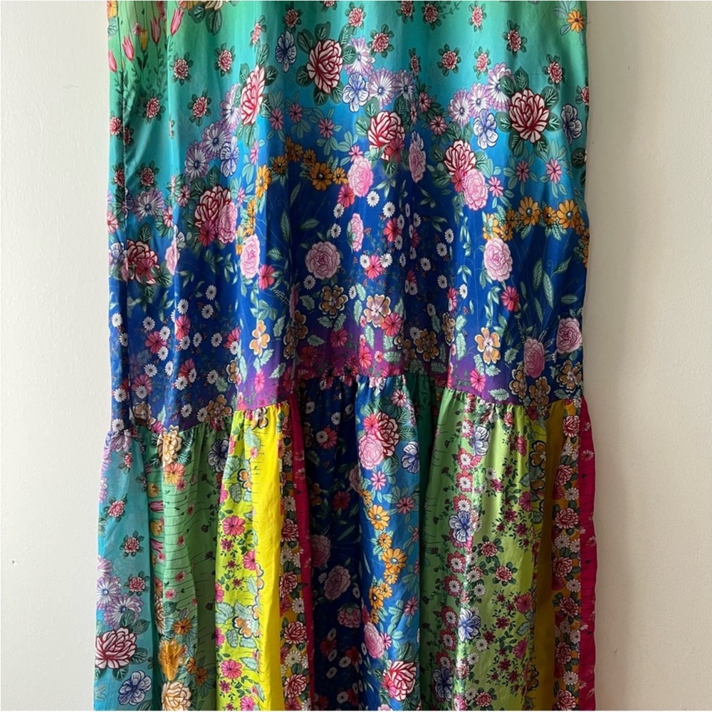 Johnny Was Silk Alba Rainbow Floral Dress - Picture 9 of 10